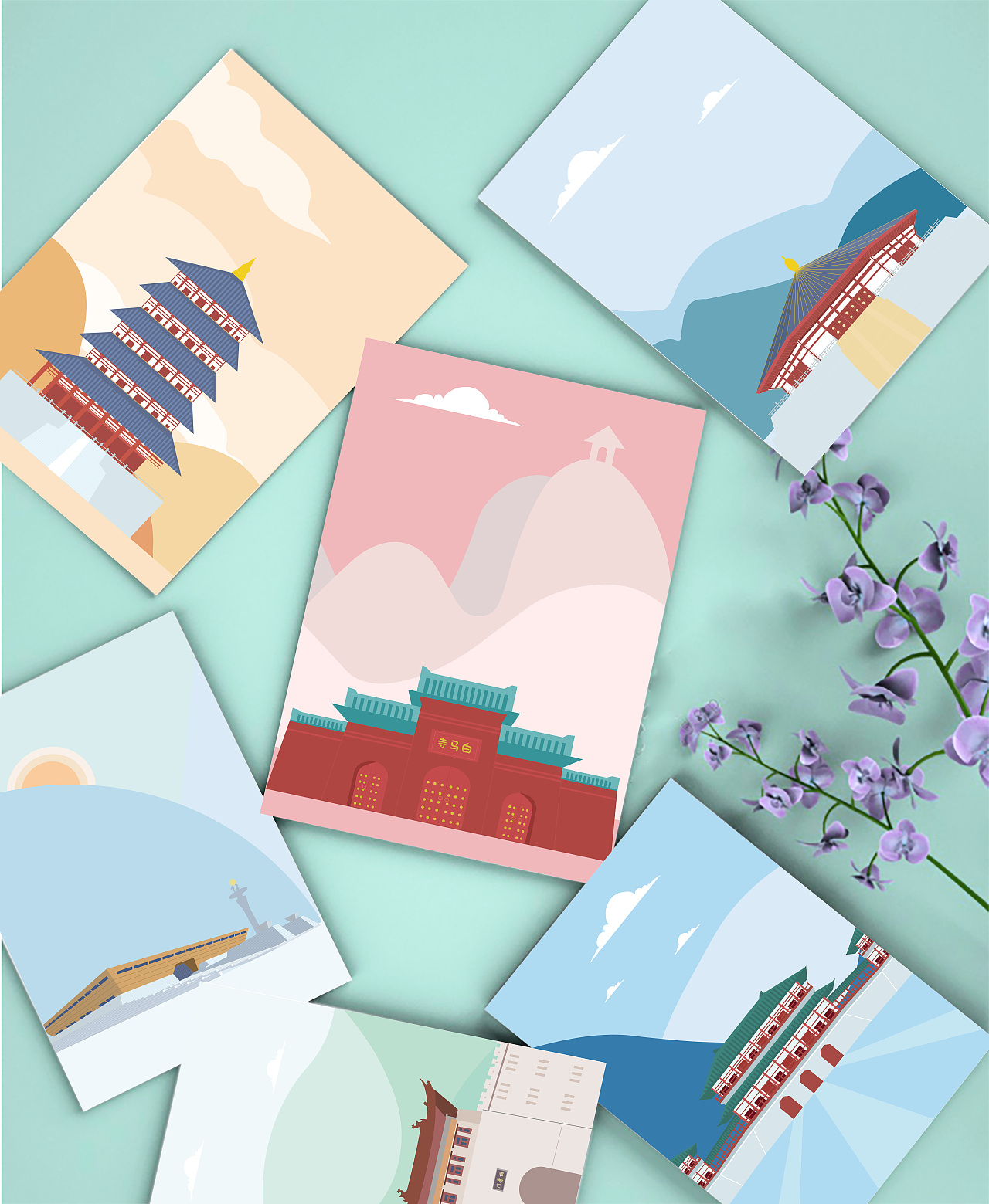 洛阳建筑扁平插画（图ZMjM2NzYxODI4） - 创作习作 - 站酷设计师洛亦丶原创素材 - 站酷ZCOOL