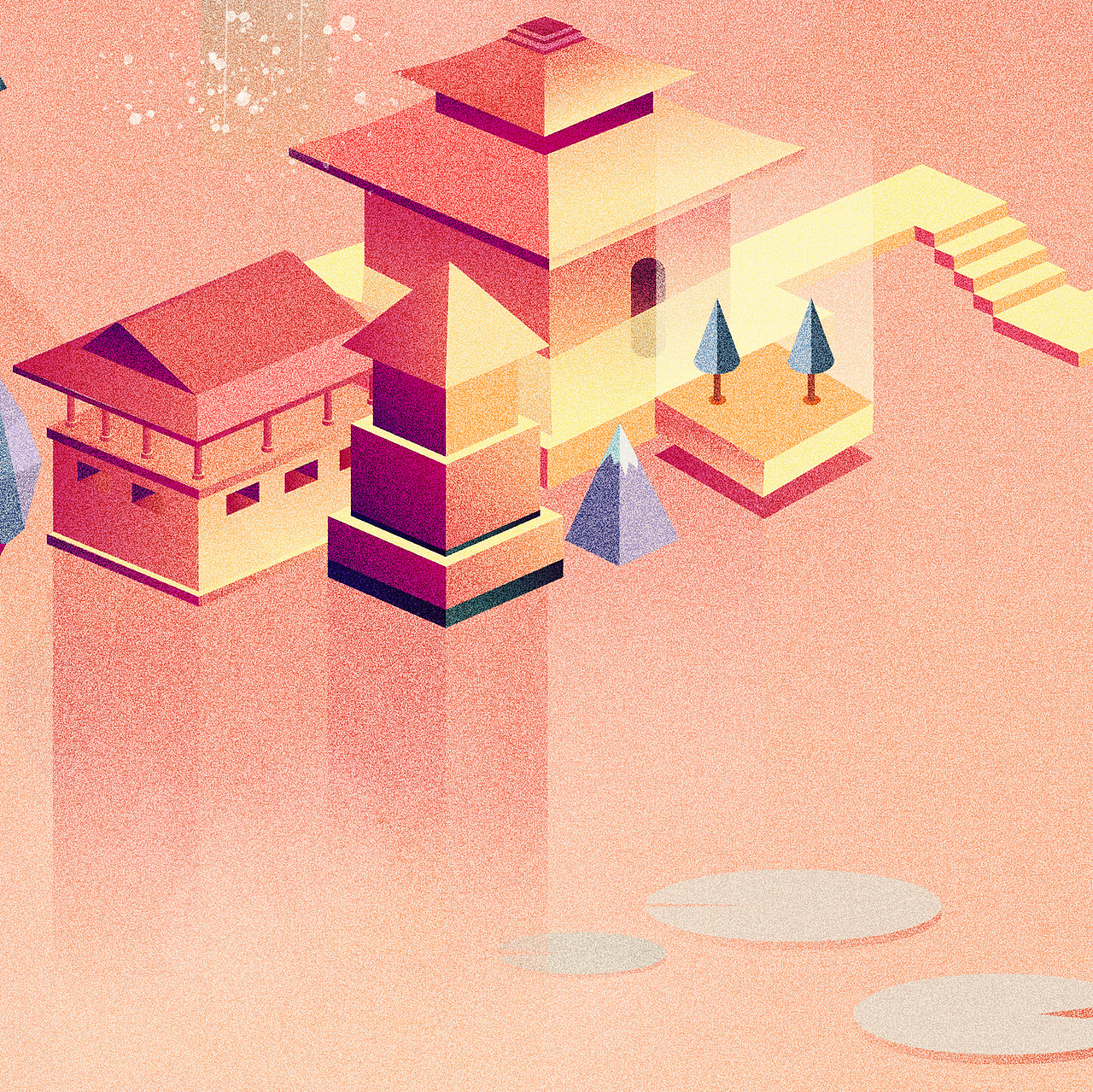 《2.5d山水插画》