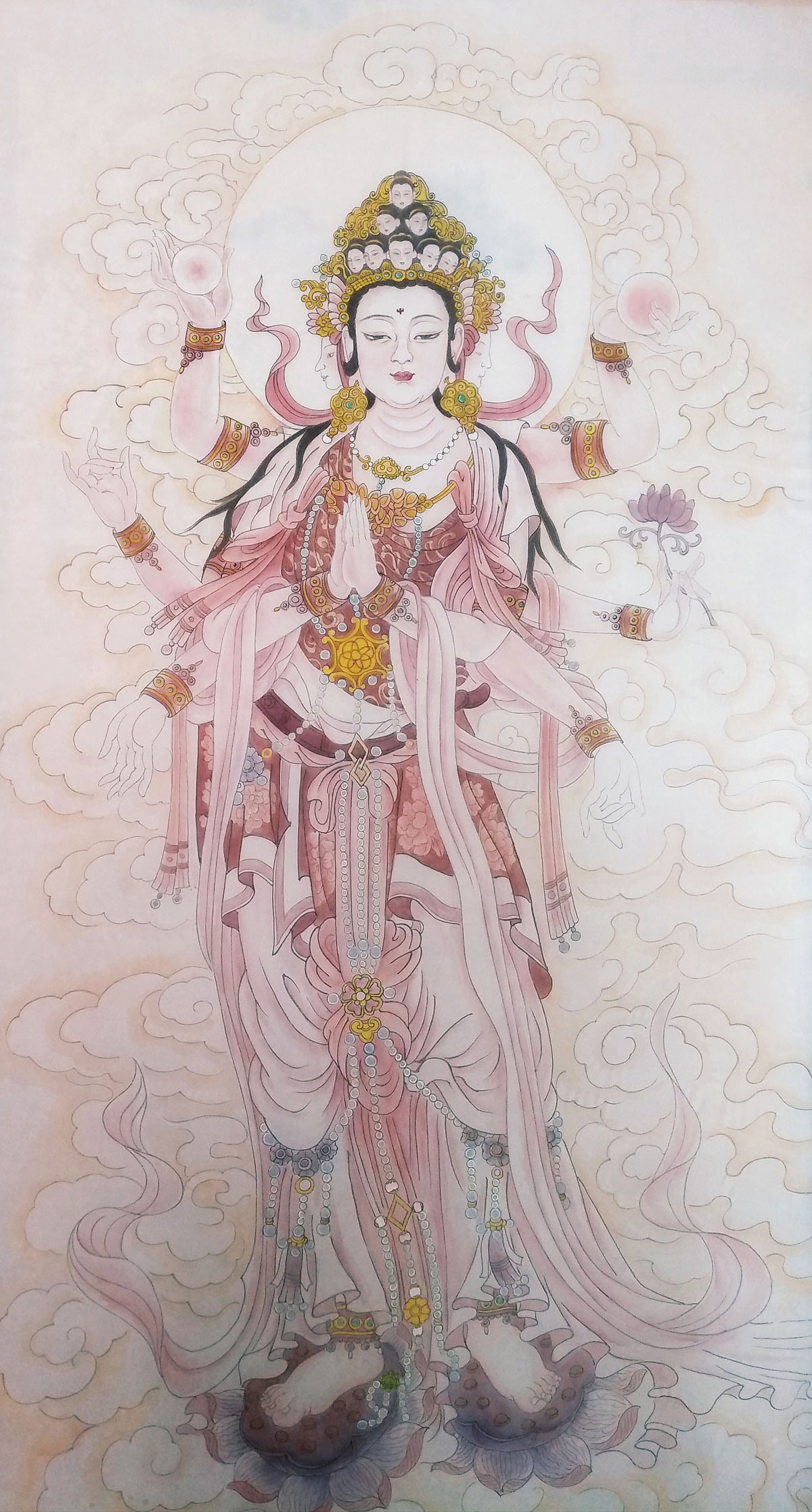 工笔仕女画家陈波最新作品【千手观音造像】