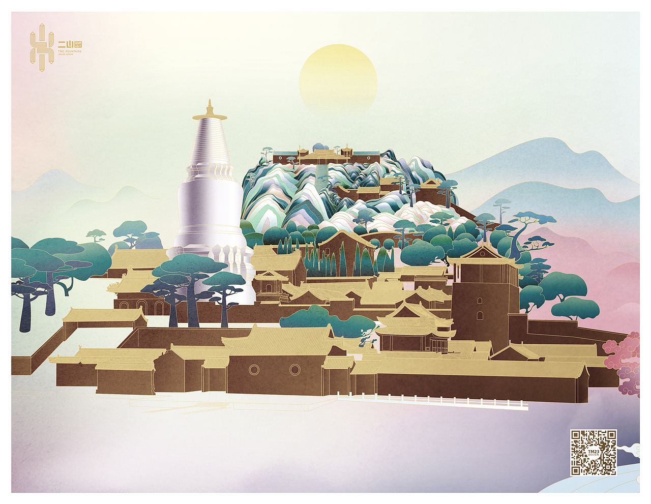 文殊菩萨访五台山大白塔