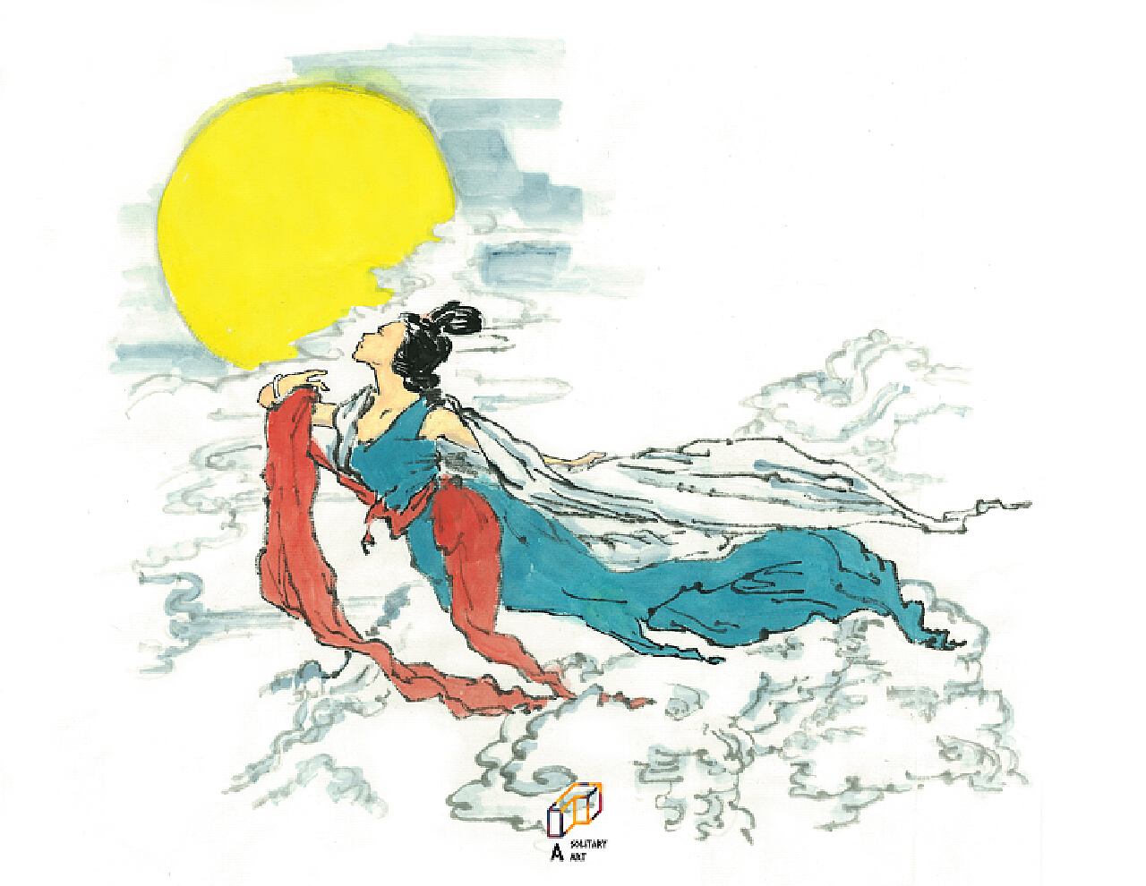 神话故事《嫦娥奔月》-插画作品-儿童插画-爱米-汇漫网（huiman）