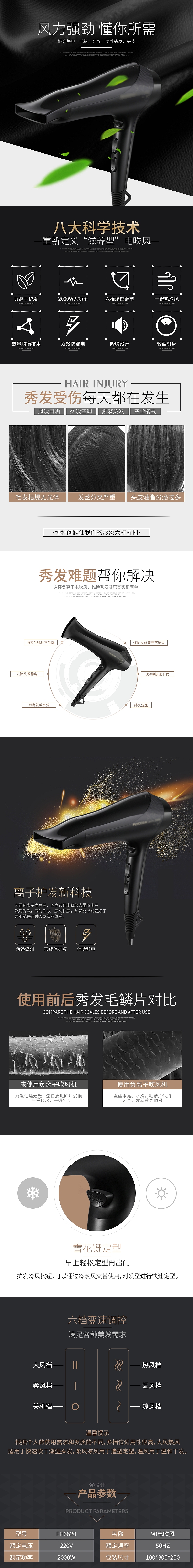家电数码吹风机描述详情页