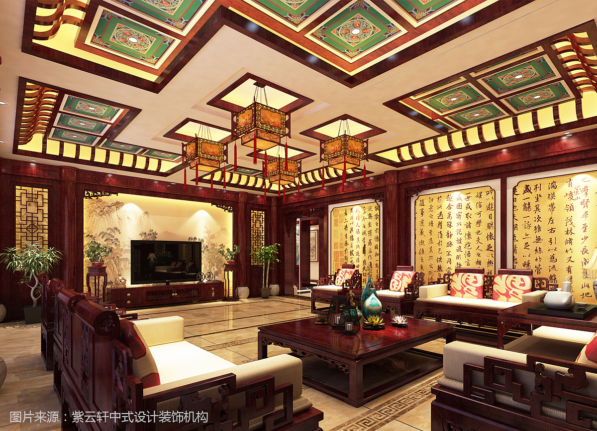 新中式客厅之美：魅力十足的中式装修设计！_中式装修_中国古风图片大全_古风家