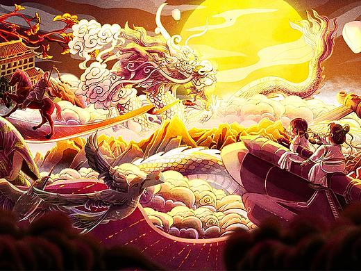 龙腾耀大地，月满华夏史