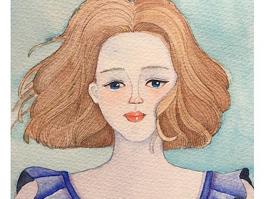 画画 水彩 原创 手绘 插画 绘画 手绘少女头像水彩教程