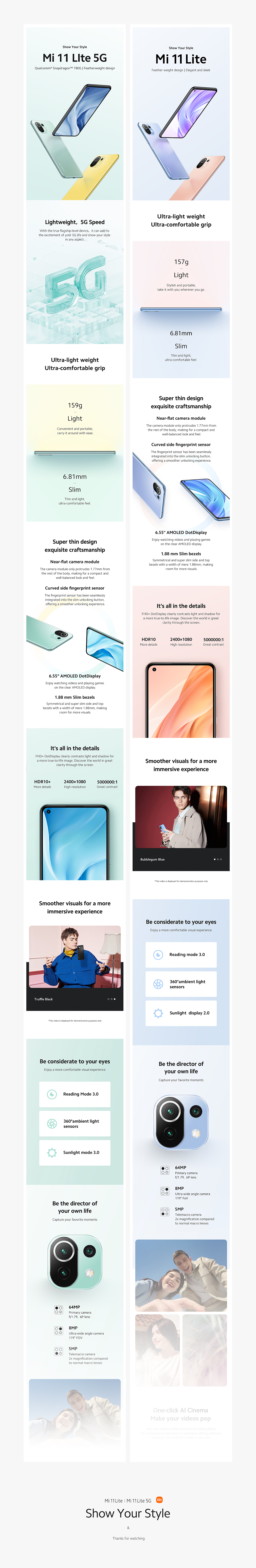 Mi 11 Lite 5G 国际产品站设计（图ZMjQ5MjY2Njg0） - 企业官网 - 站酷设计师顾明原创素材 - 站酷ZCOOL