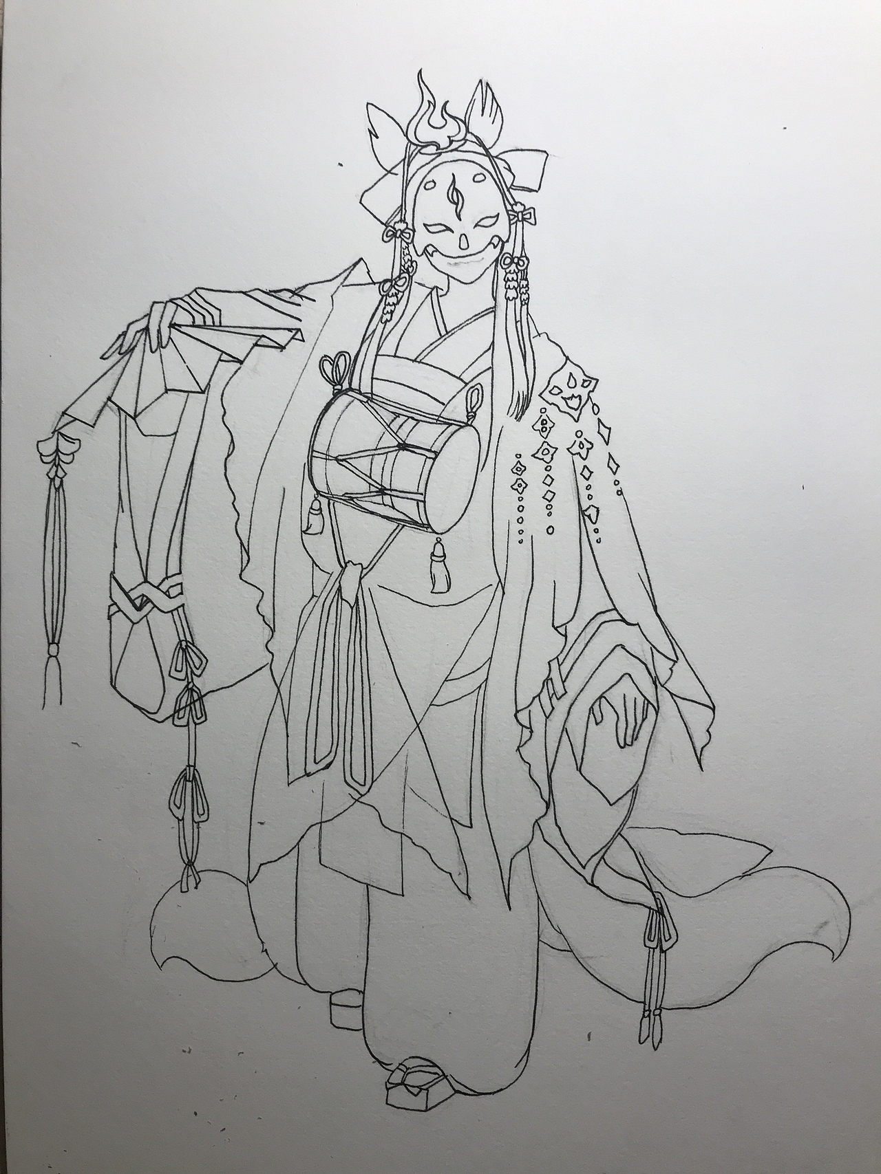 手绘水彩画玉藻前