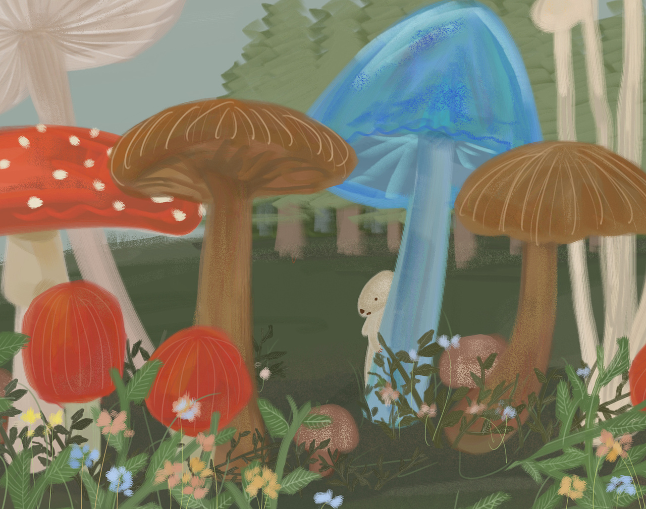 采蘑菇的小姑娘|插画|插画习作|木制的火山 - 原创作品 - 站酷 (ZCOOL)
