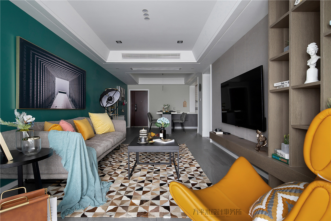 雪松与甜橙 - 现代北欧公寓实景-97平2居（图ZMTM4OTUwMDQ4） - 家装设计 - 站酷设计师方平米设计原创素材 - 站酷ZCOOL