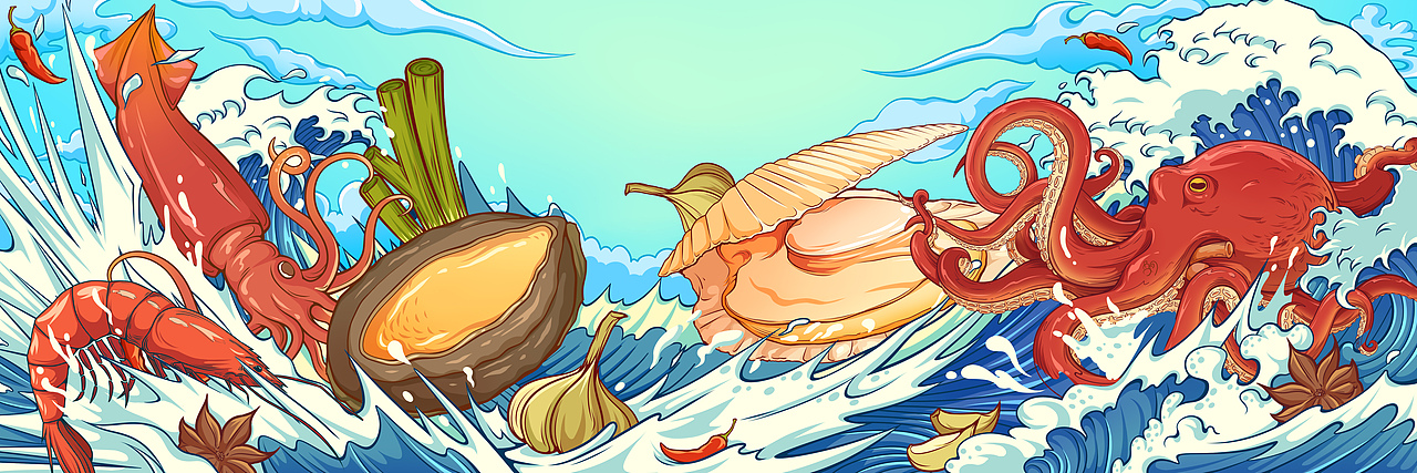 海鲜|插画|商业插画|坏坏坏掉的刷子_原创作品-站酷zcool