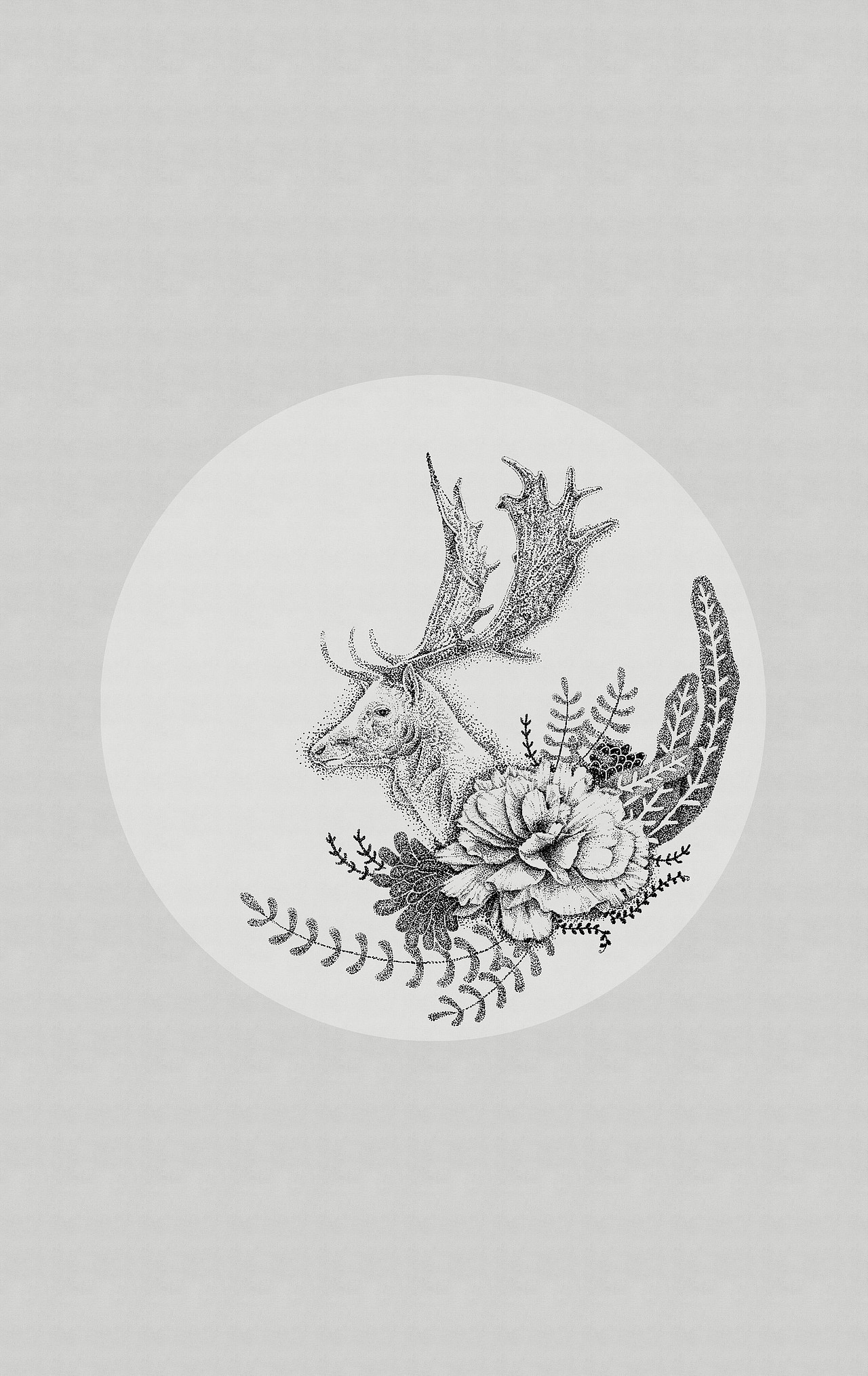 插画设计 鹿 点绘插画 黑白插画 动植物插画设计