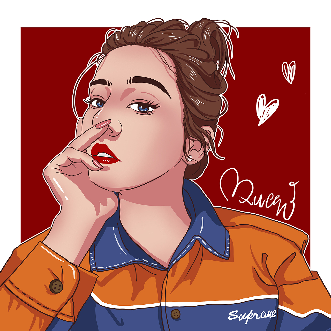 欧美风头像插画