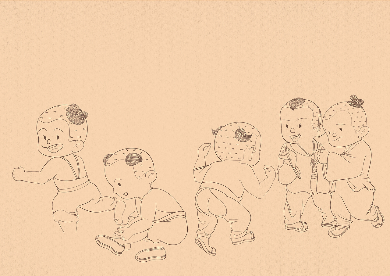 清婴戏荷塘（图ZMjU1NTQ3NTg4） - 儿童插画 - 站酷设计师芽米de画原创素材 - 站酷ZCOOL