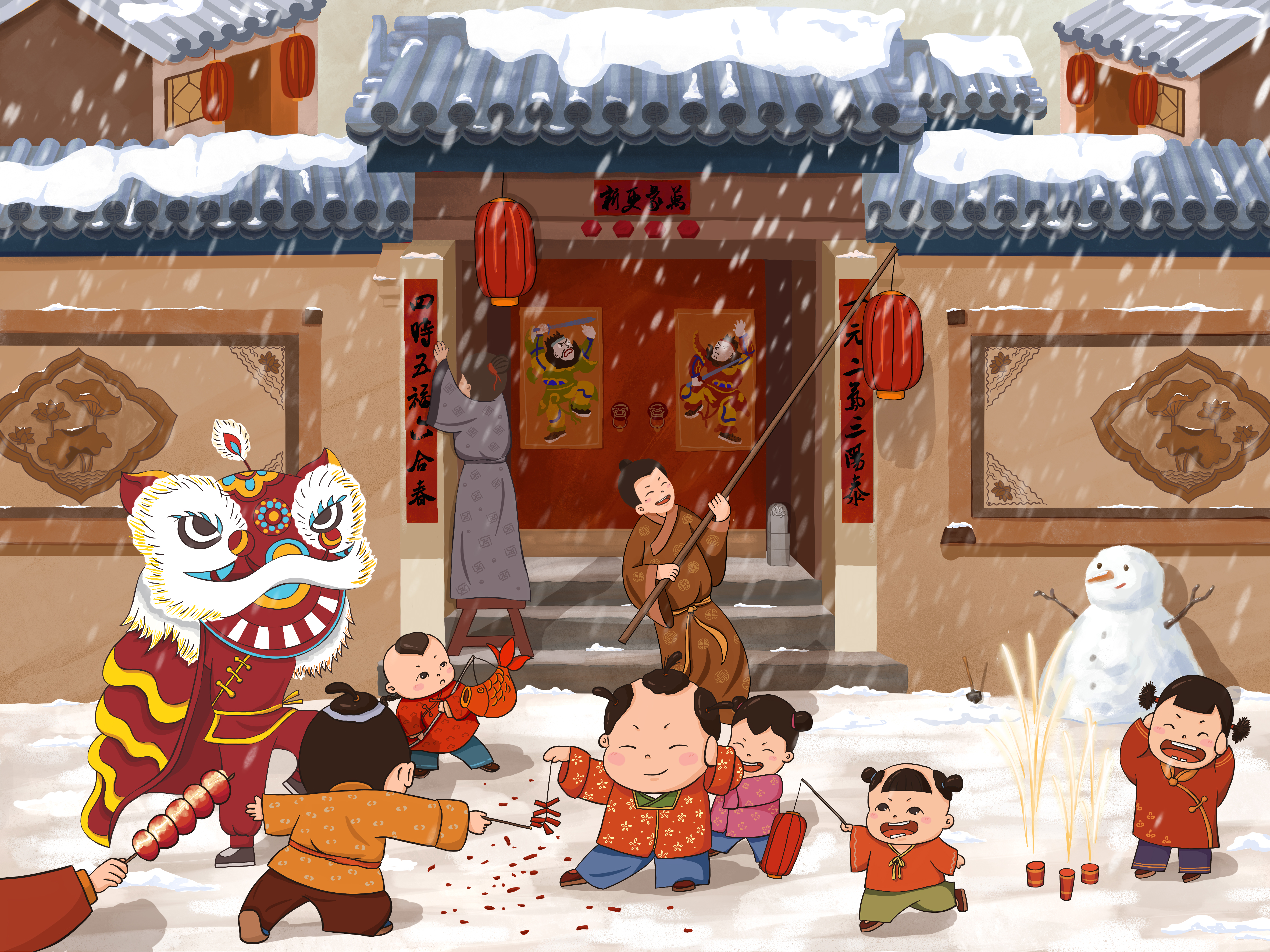 北京的春节绘画作品图片