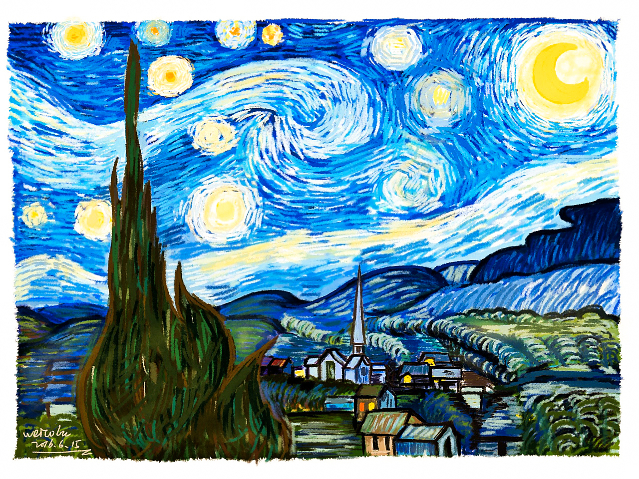 ipad4临摹梵高星月夜
