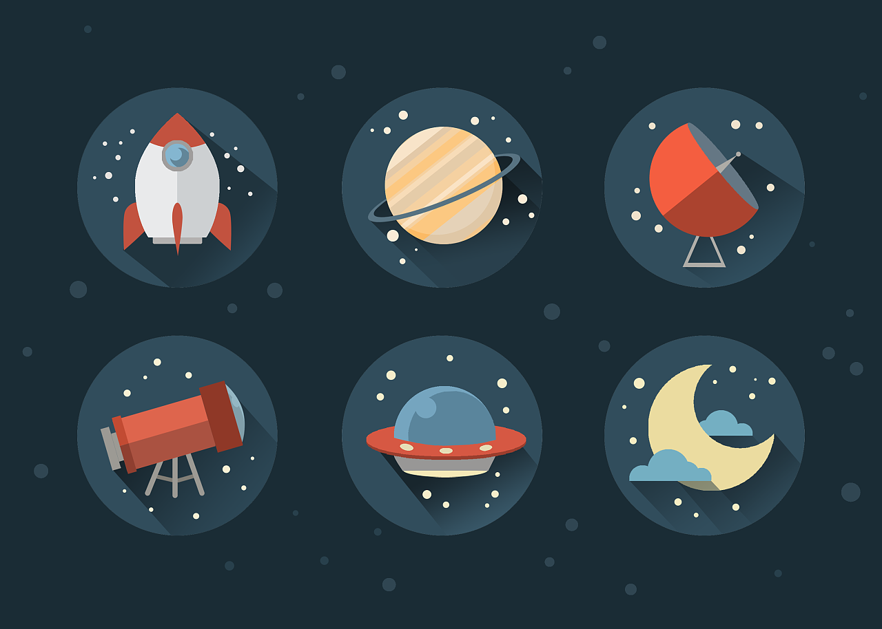 套扁平化的太空icon临摹|ui|图标|anora1 - 原创作品 - 站酷 (zcool)