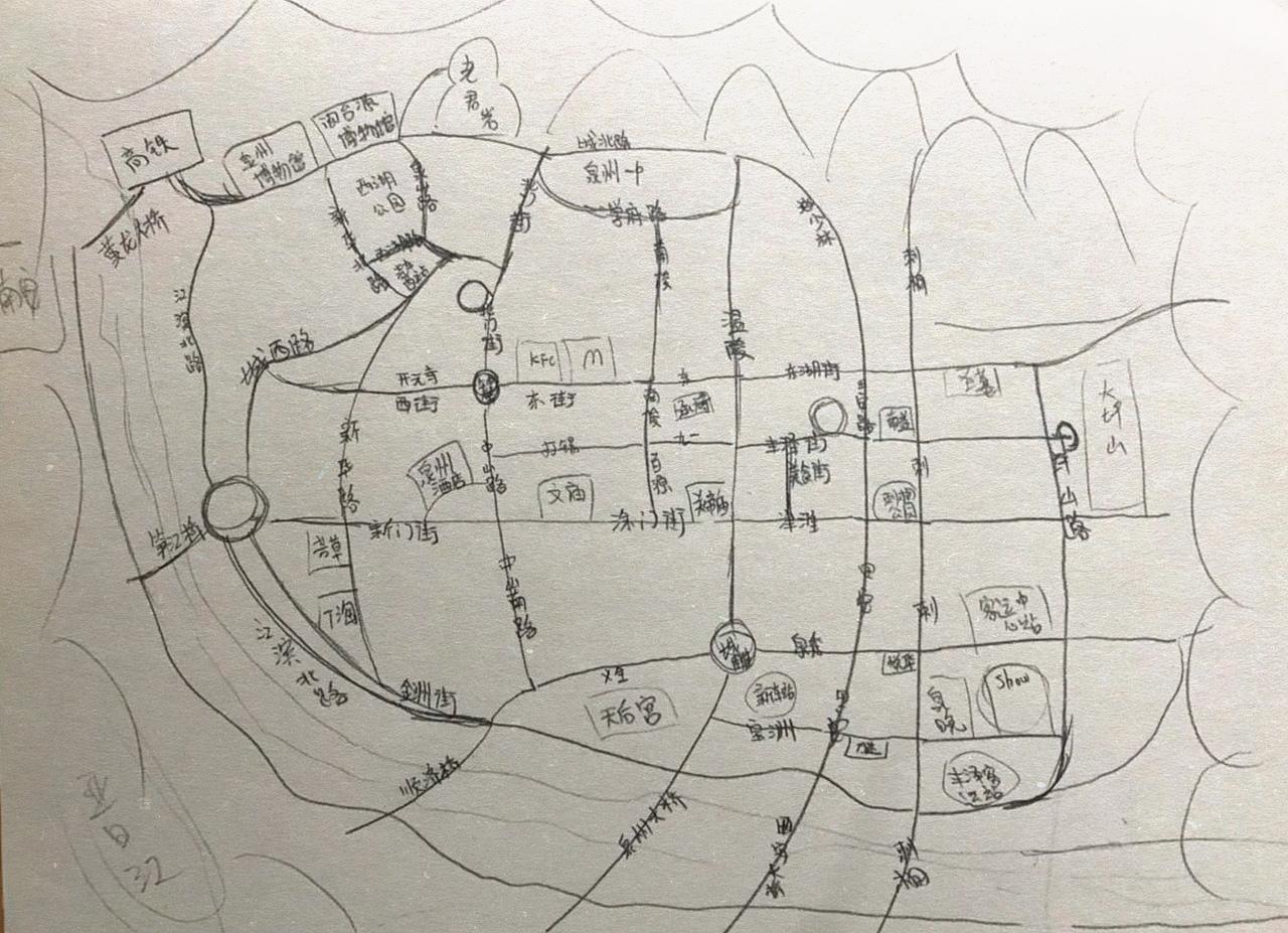 泉州市区手绘地图
