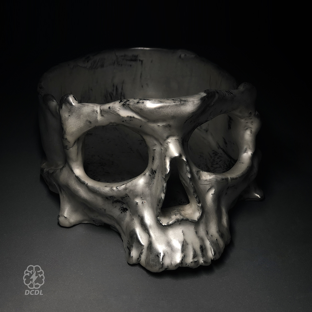 【SKULL】骷髅 暗黑系1300°电镀金属色陶瓷烟灰缸摆件