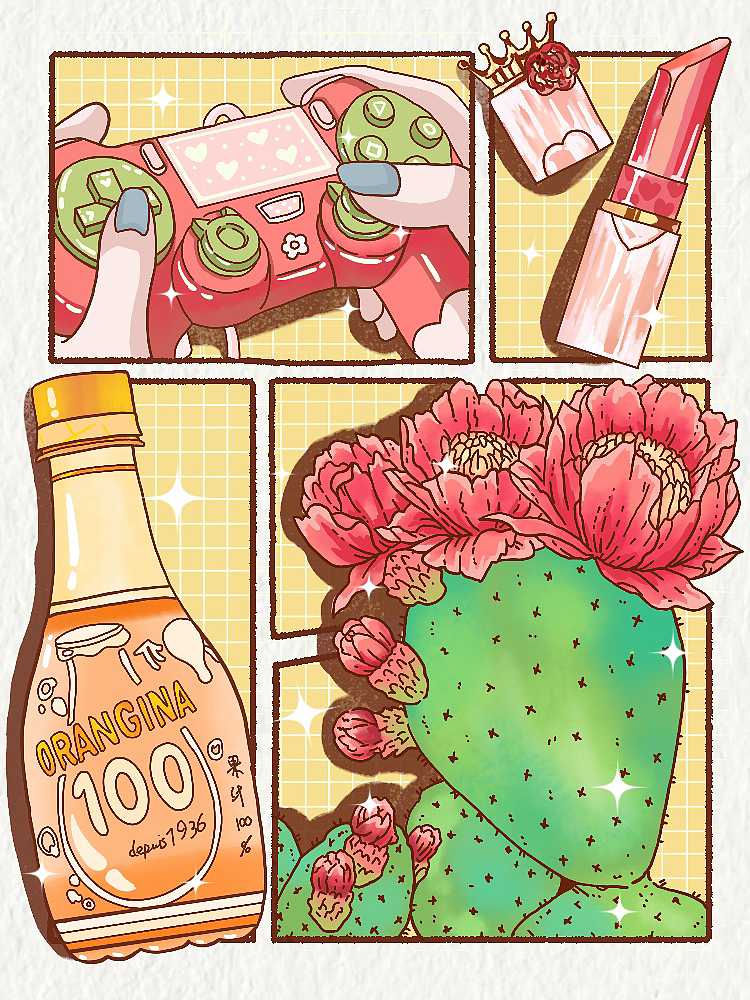 分镜插画｜花卉➕小物件饰品（图ZMzI0OTExMjU2） - 创作习作 - 站酷设计师Indeepmood原创素材 - 站酷ZCOOL