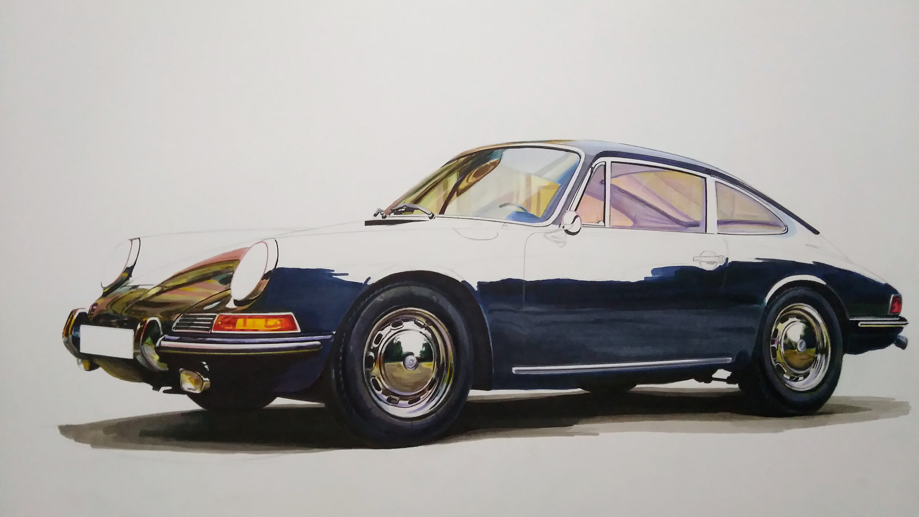 马克笔汽车手绘 porsche 第一代 911(1964-1973)