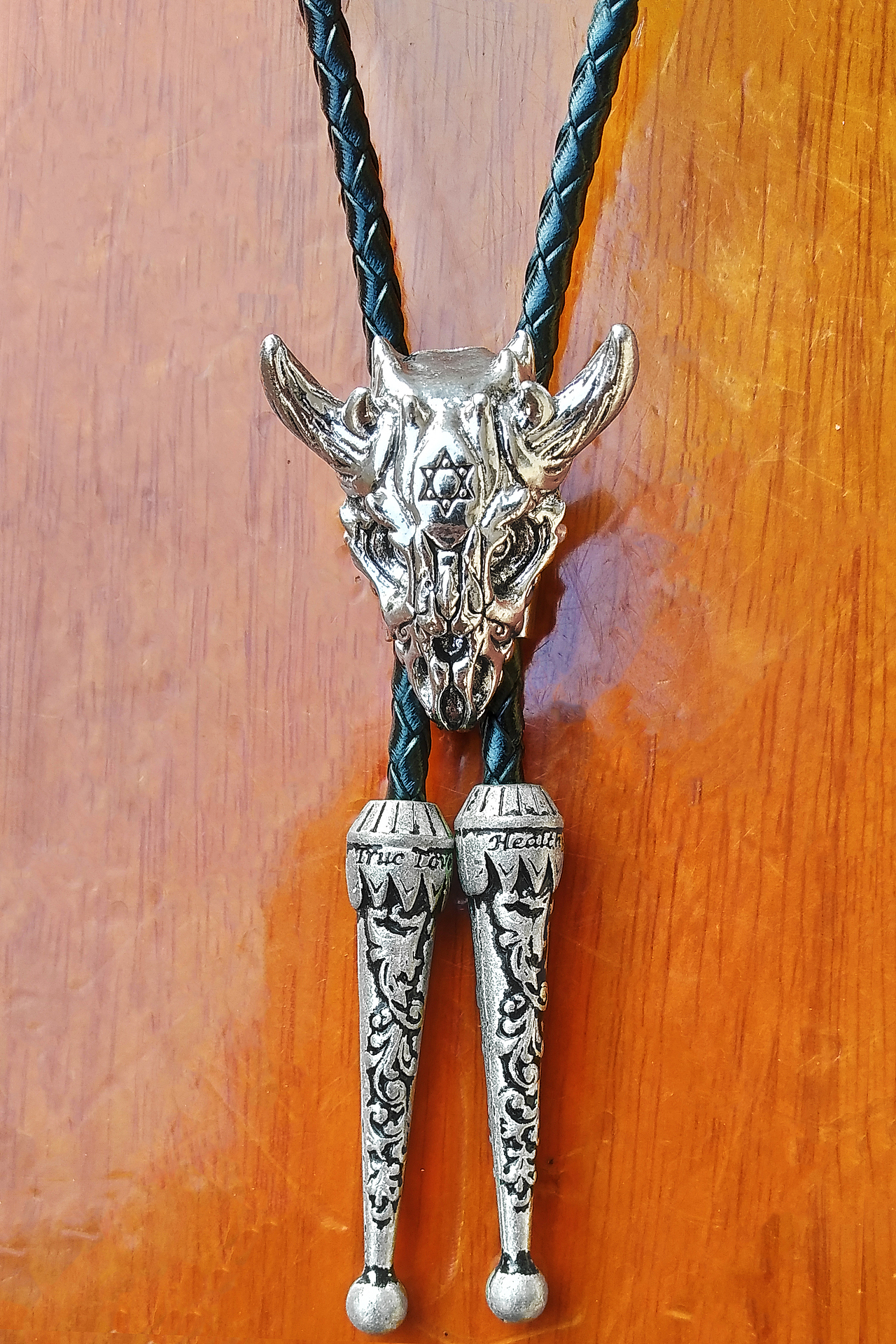 撒旦六芒星公羊头怪兽波洛领结合金骨头骷髅怪bolo tie