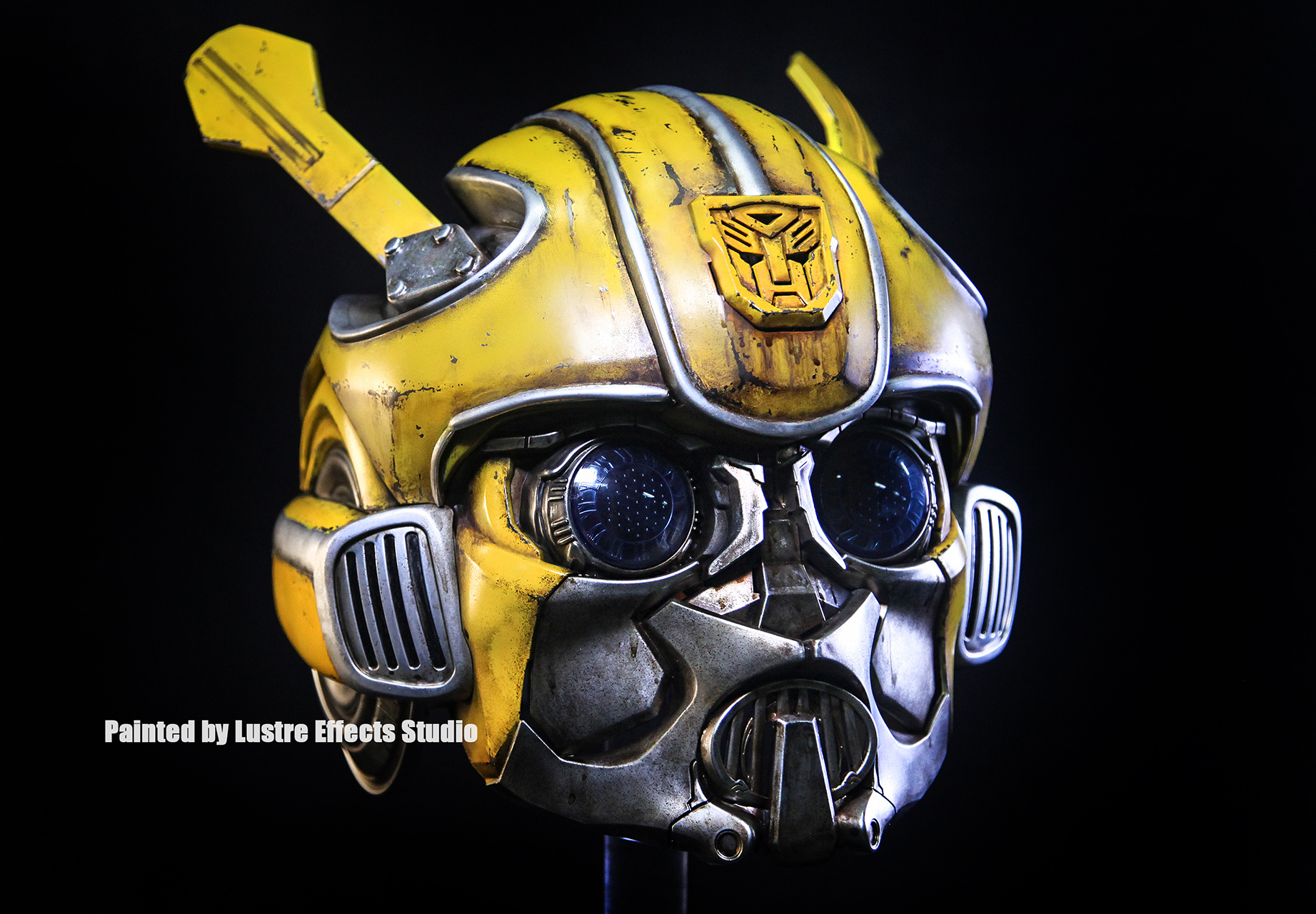 孩之宝电影版变形金刚大黄蜂bumblebee头盔升级涂装
