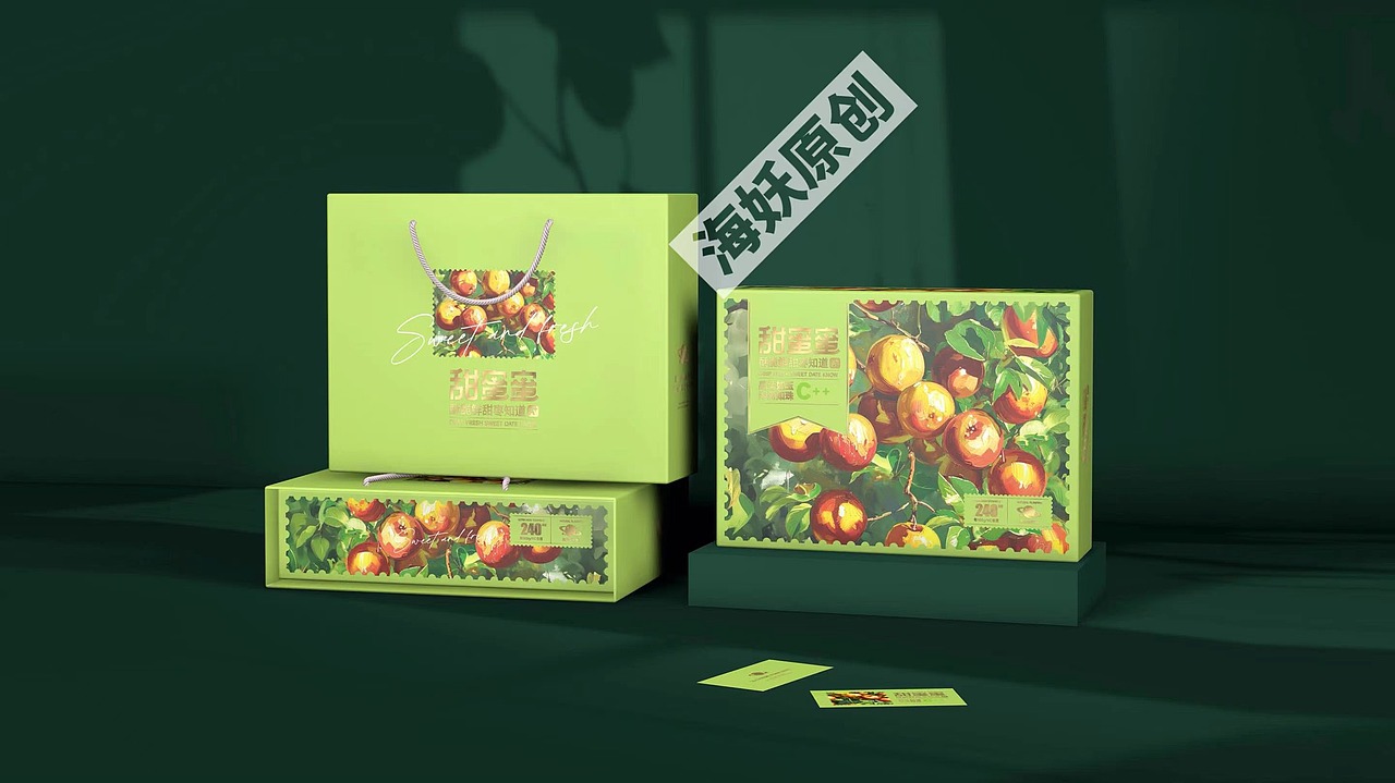 ｛原创｝冬枣水果食品礼盒手绘插画包装设计（图ZMzc1MzQwMTY0） - 包装 - 站酷设计师海妖视觉原创素材 - 站酷ZCOOL