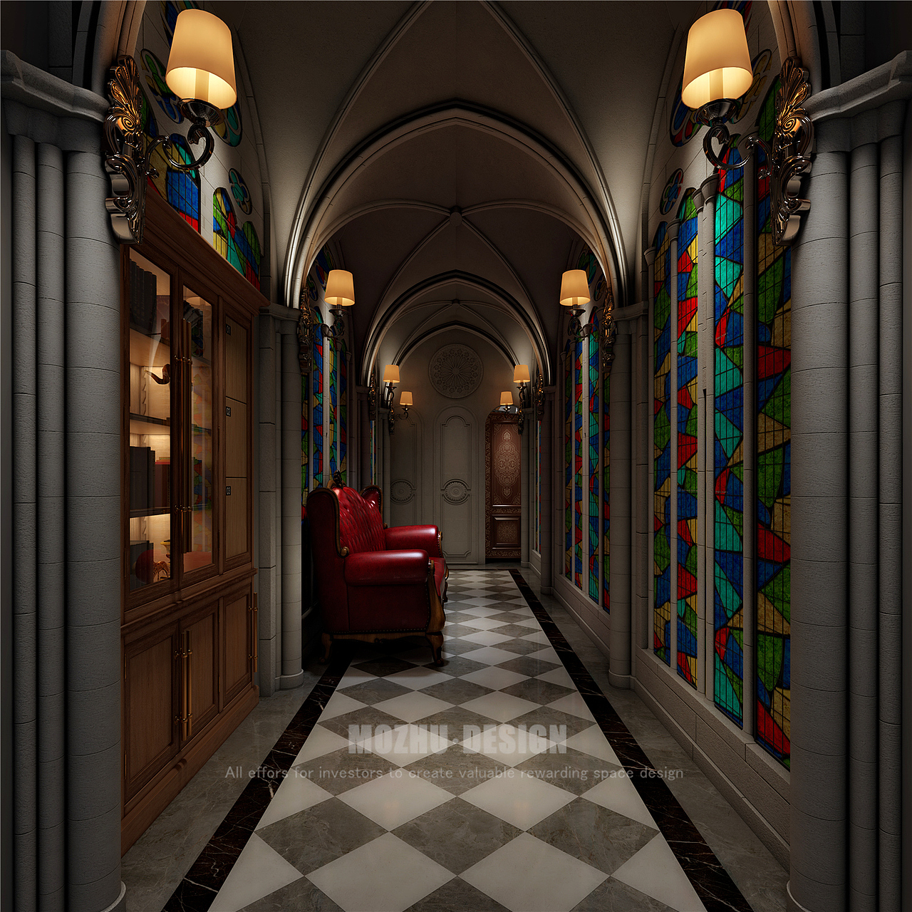 魔雾岛密室逃脱设计 / 过道设计效果图