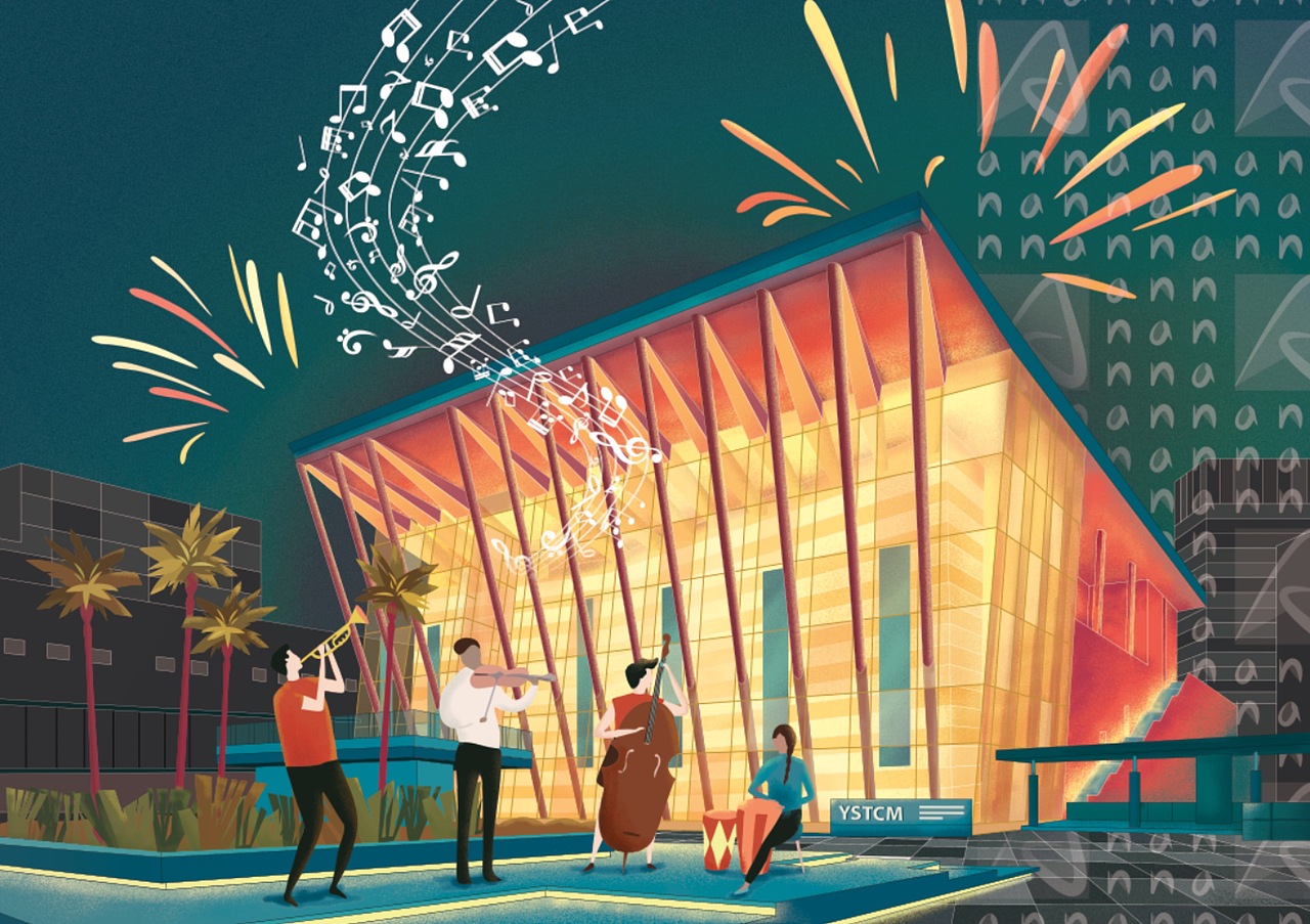 新加坡国立大学建筑插画-YST音乐学院