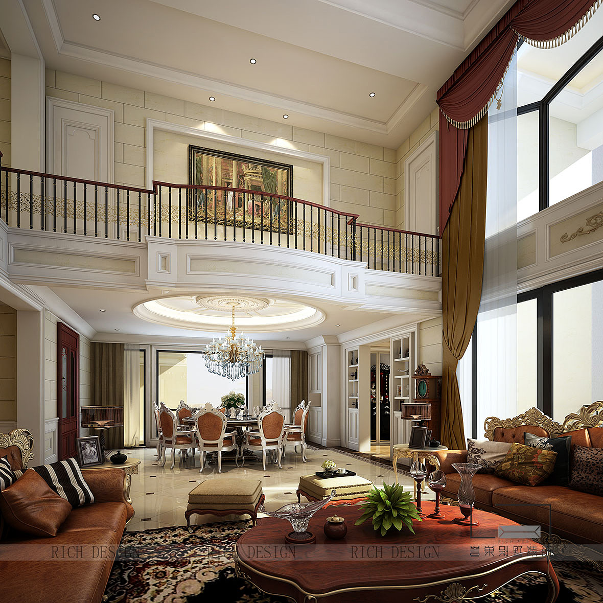 深圳宝安区曦城别墅装修效果设计图1200平方米，混搭（图ZMTI5NjcwMjYw） - 家装设计 - 站酷设计师誉巢别墅装饰公司原创素材 - 站酷ZCOOL