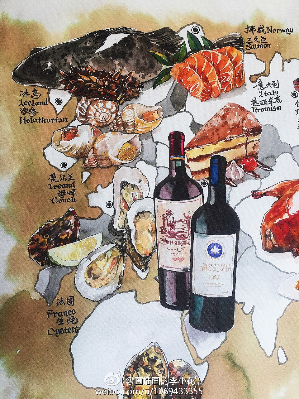 世界美食地图（图ZNjU4NzM2ODQ=） - 商业插画 - 站酷设计师画插画的李小花原创素材 - 站酷ZCOOL
