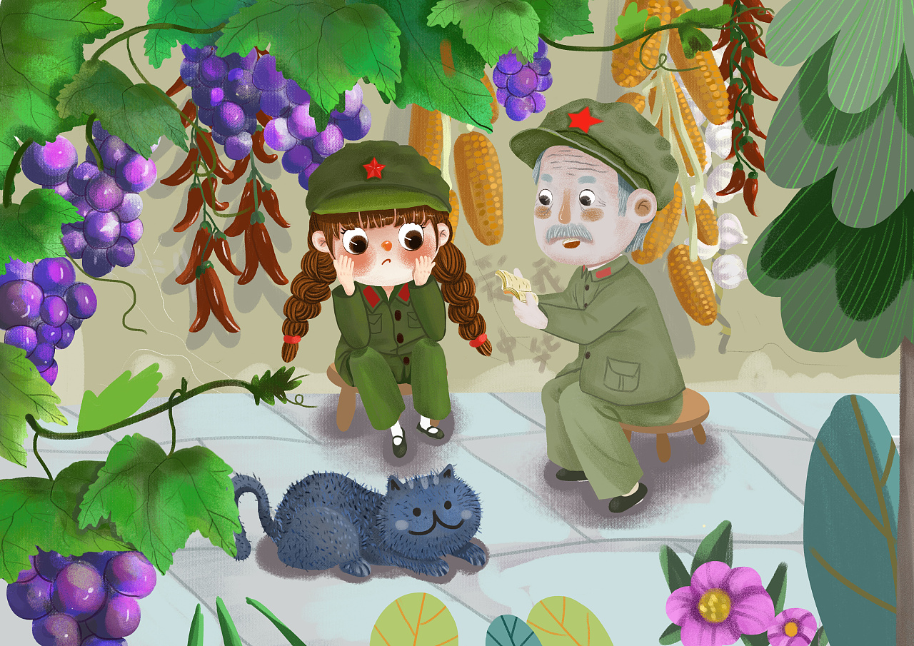 听爷爷讲那抗战时候的事|插画|儿童插画|犄角旮旯的雨 - 原创作品