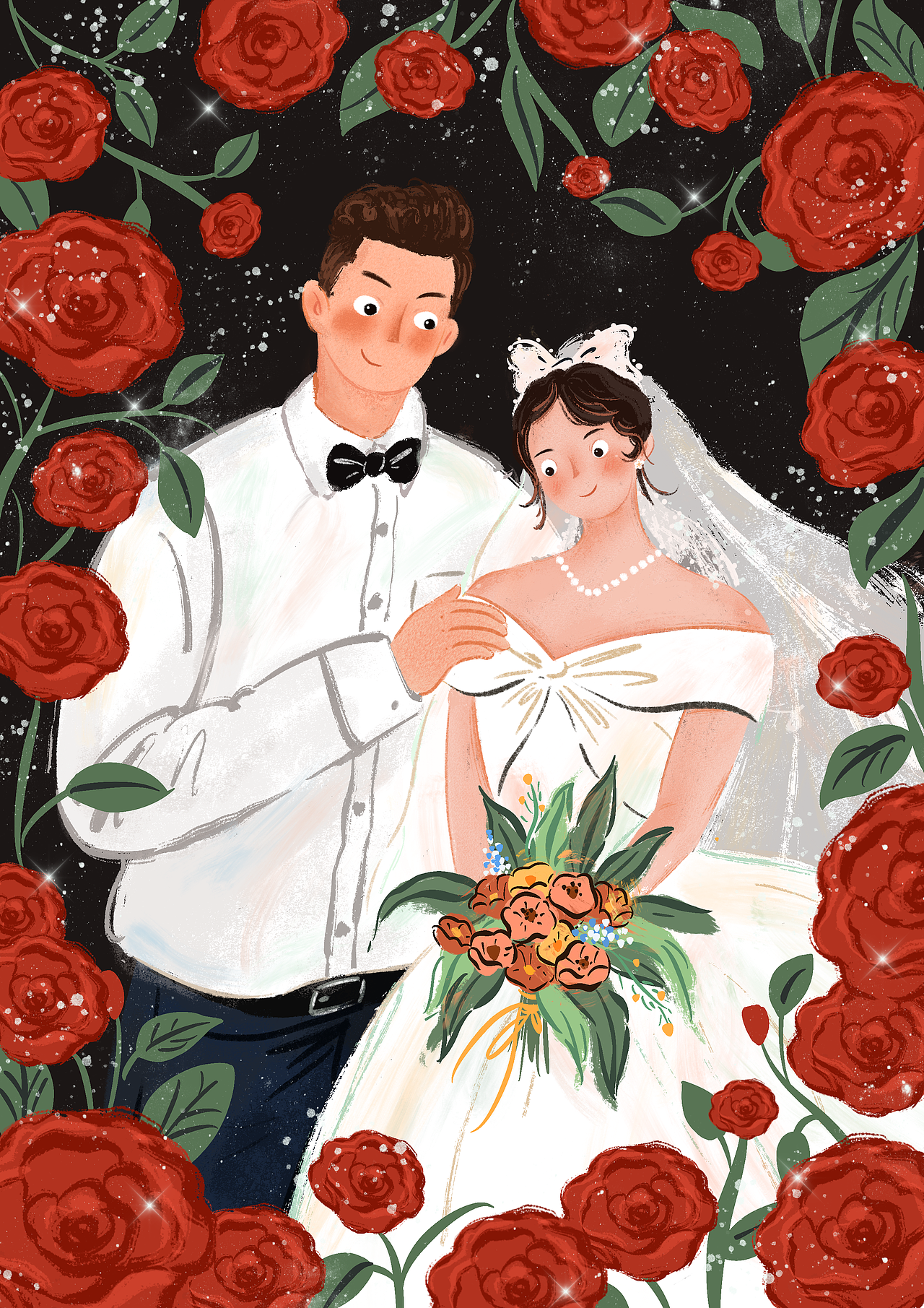 一组婚礼插画请柬，邀请函系列（图ZMjU0MzQzMjIw） - 商业插画 - 站酷设计师朱鼓励鼓励鼓励原创素材 - 站酷ZCOOL