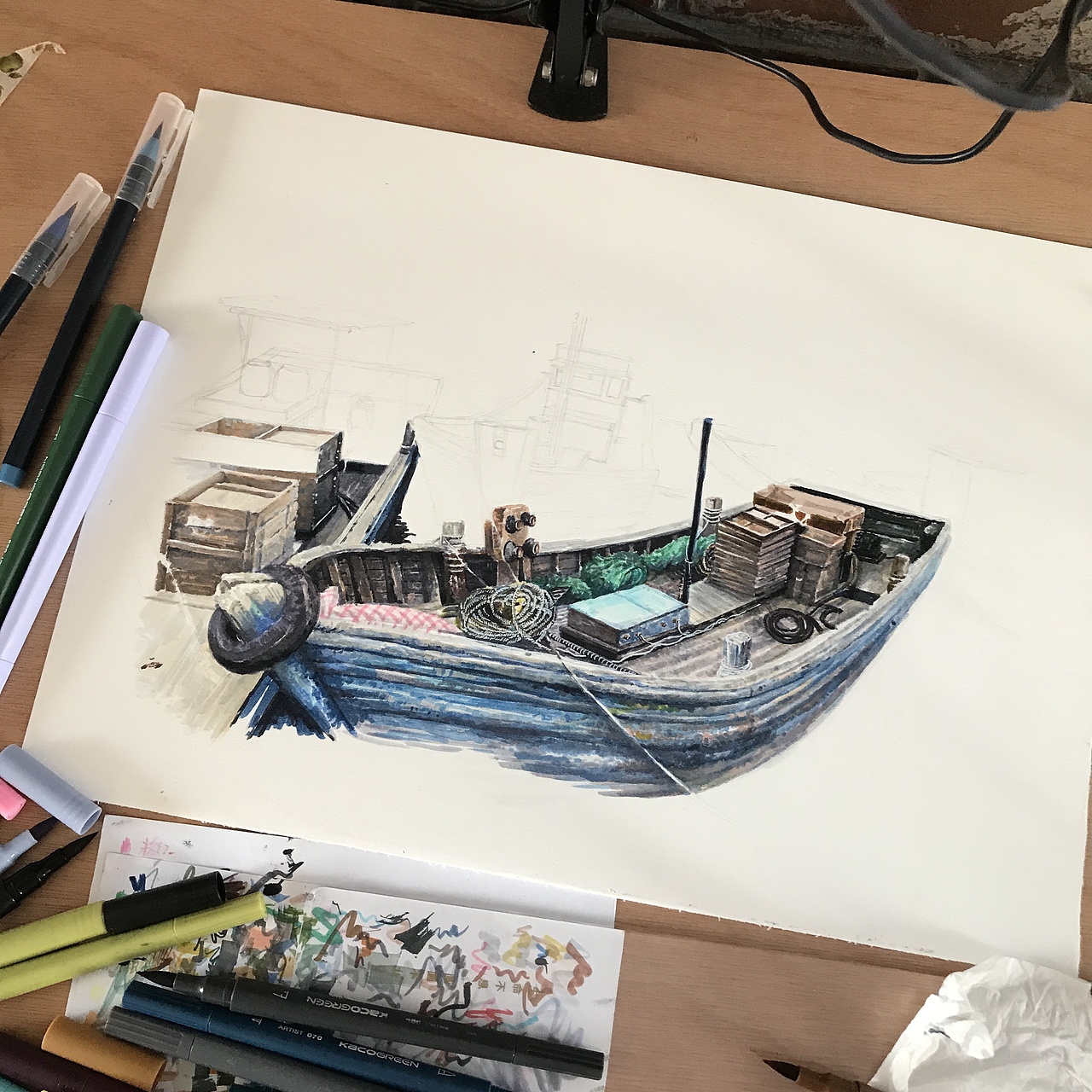 ZD软头水彩笔画－秦皇岛老渔船（图ZOTE4MDQzNDA=） - 绘画 - 站酷设计师AisinGioroZD周丹原创素材 - 站酷ZCOOL