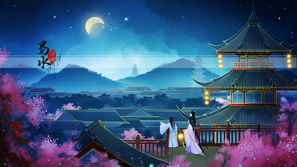 登高望月|插画|商业插画|易水潇遥_原创作品-站酷zcool