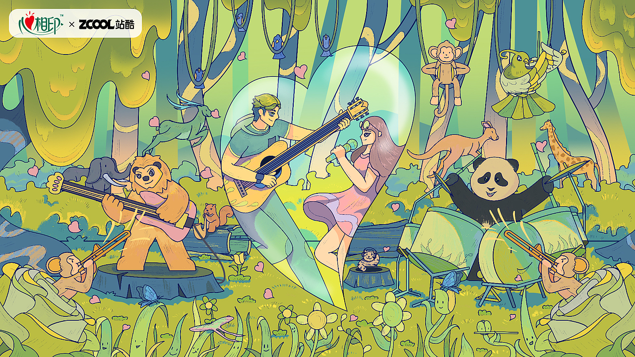 《歌颂爱》（图ZMzM2MDE3NTQ4） - 商业插画 - 站酷设计师Hookam原创素材 - 站酷ZCOOL