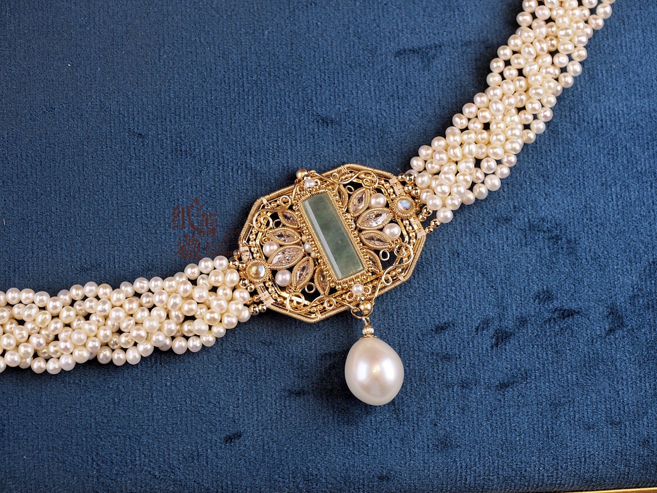 翡翠珍珠编织绕线首饰绕线项链