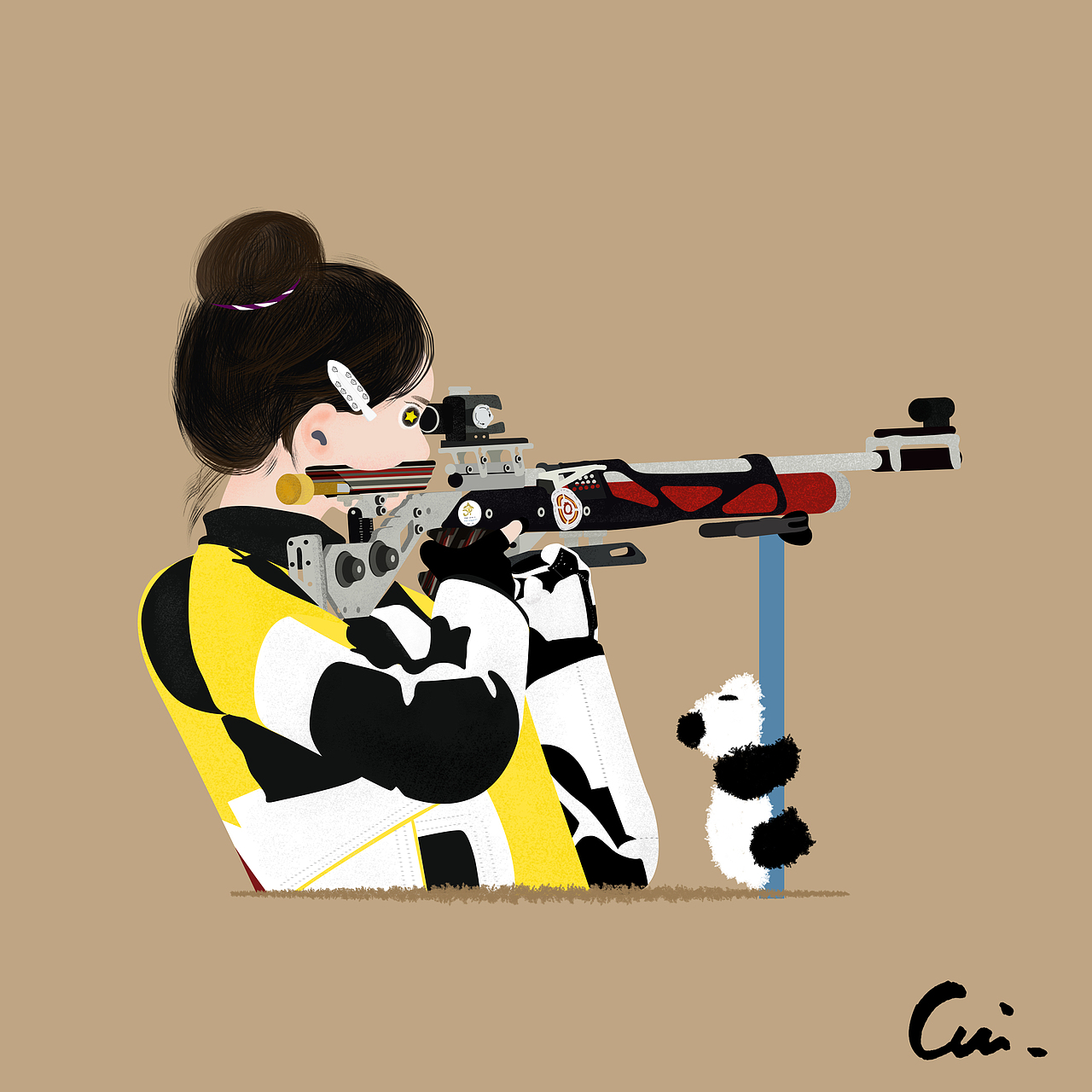 巴黎奥运会中国运动员手绘