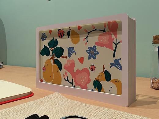 时尚简约白色相框桌面摆件收纳盒