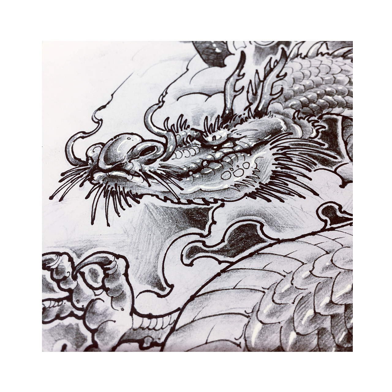 originalworksillustrationart illustration龙纹身刺青写实花臂100隼