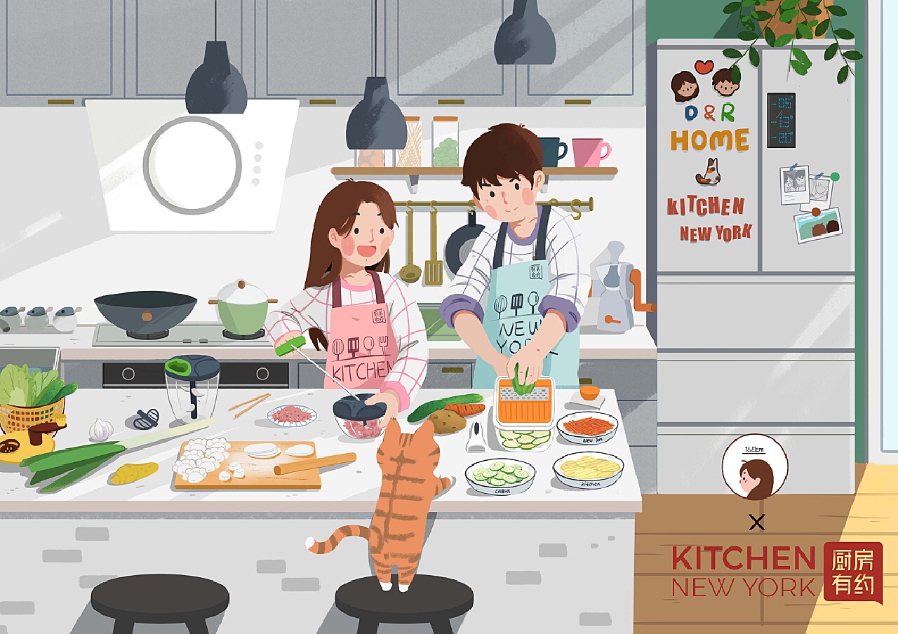 厨房做饭|插画|其他插画|Aran然 - 原创作品 - 站酷 (ZCOOL)