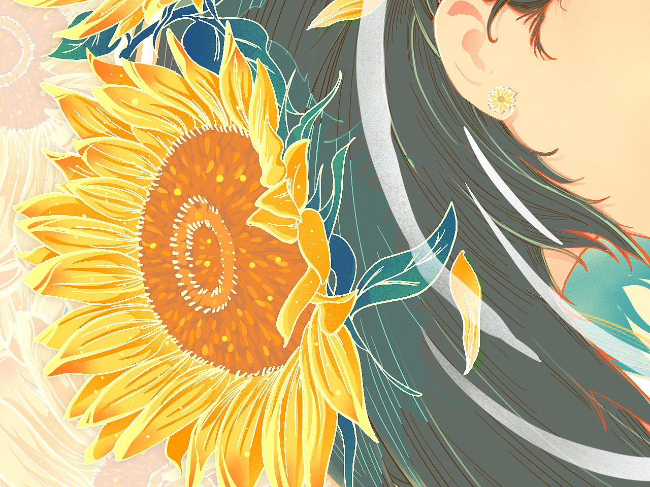 向日葵少女（图ZMjQxOTA3ODA4） - 创作习作 - 站酷设计师喜昍原创素材 - 站酷ZCOOL