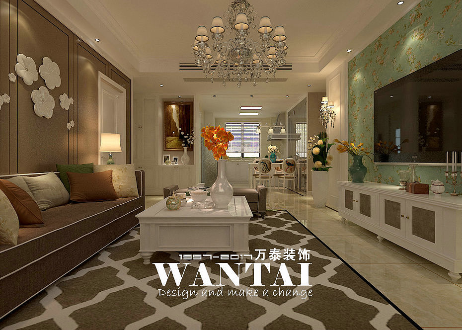 泰安装修公司|泰安智园117平欧式田园装修效果图案例（图ZODg4NTEzNzY=） - 家装设计 - 站酷设计师泰安小胖装修原创素材 - 站酷ZCOOL