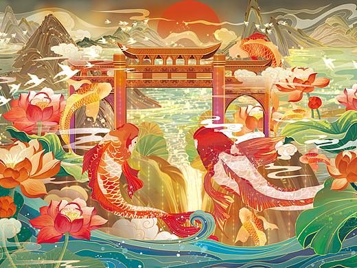 【绘画】国潮风锦鲤跃龙门·精卫填海
