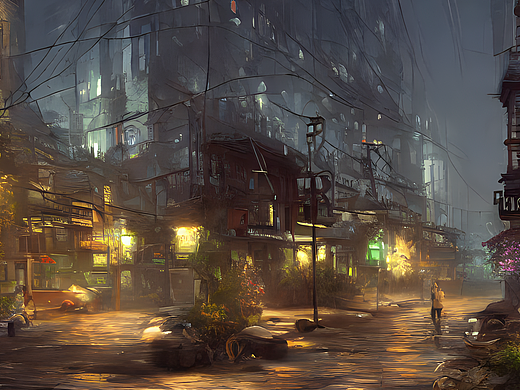 #AI创作实验室#老街夜景