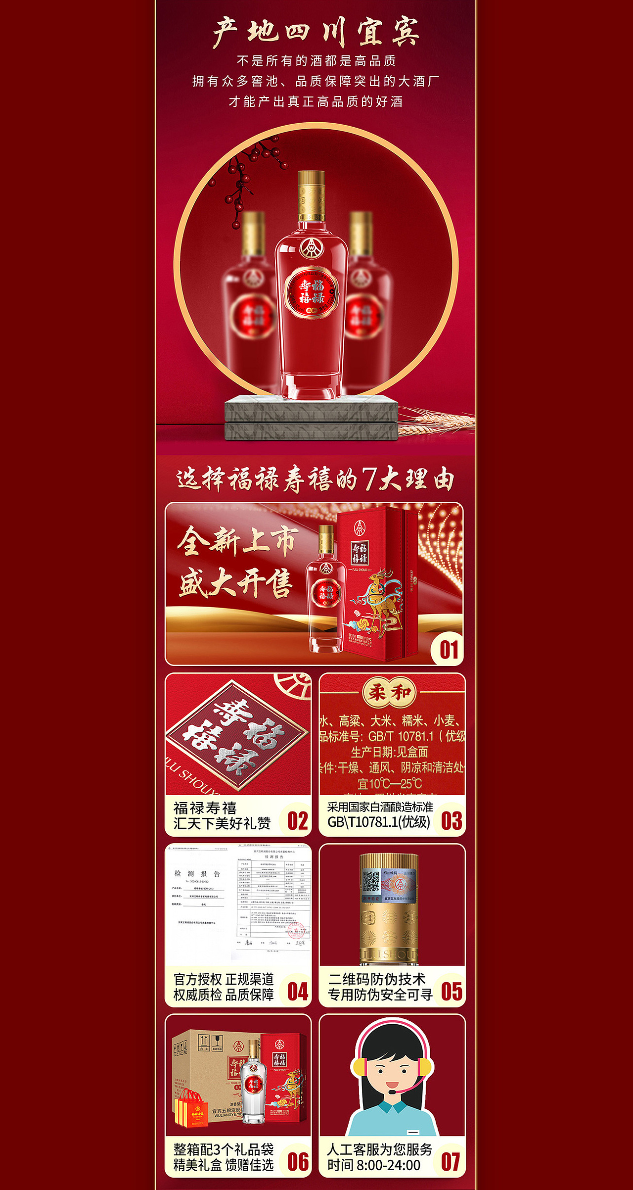 白酒包装福禄寿禧 五粮液详情页