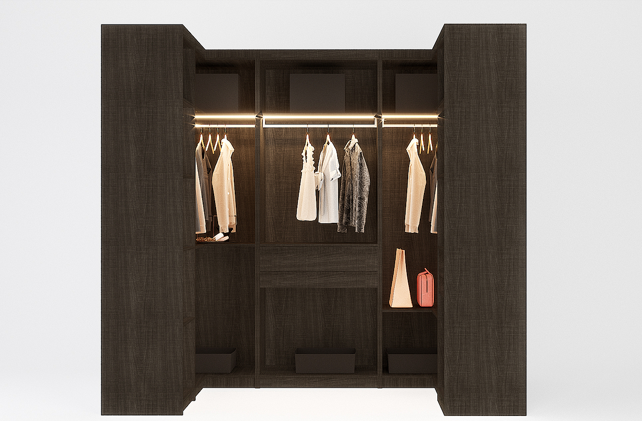 定制家具移门衣柜、开门折叠门衣柜及衣帽间产品效果图