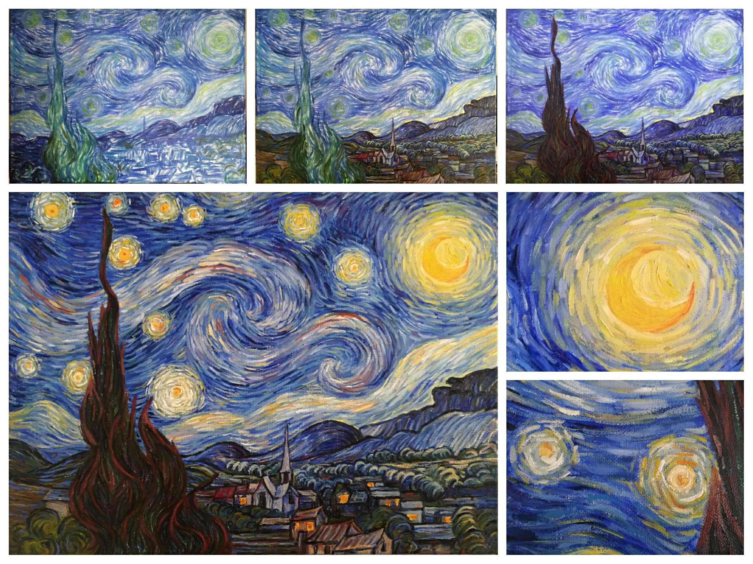 梵高的星月夜的画法图片