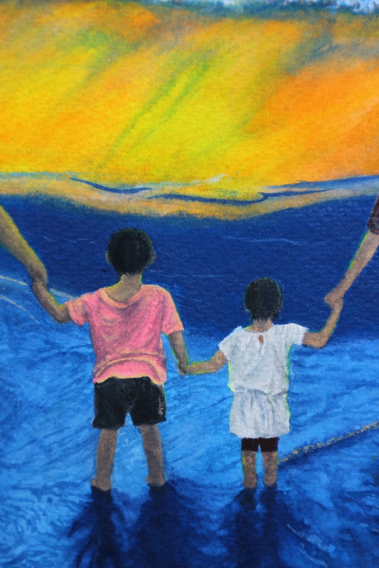 水彩画一家四口