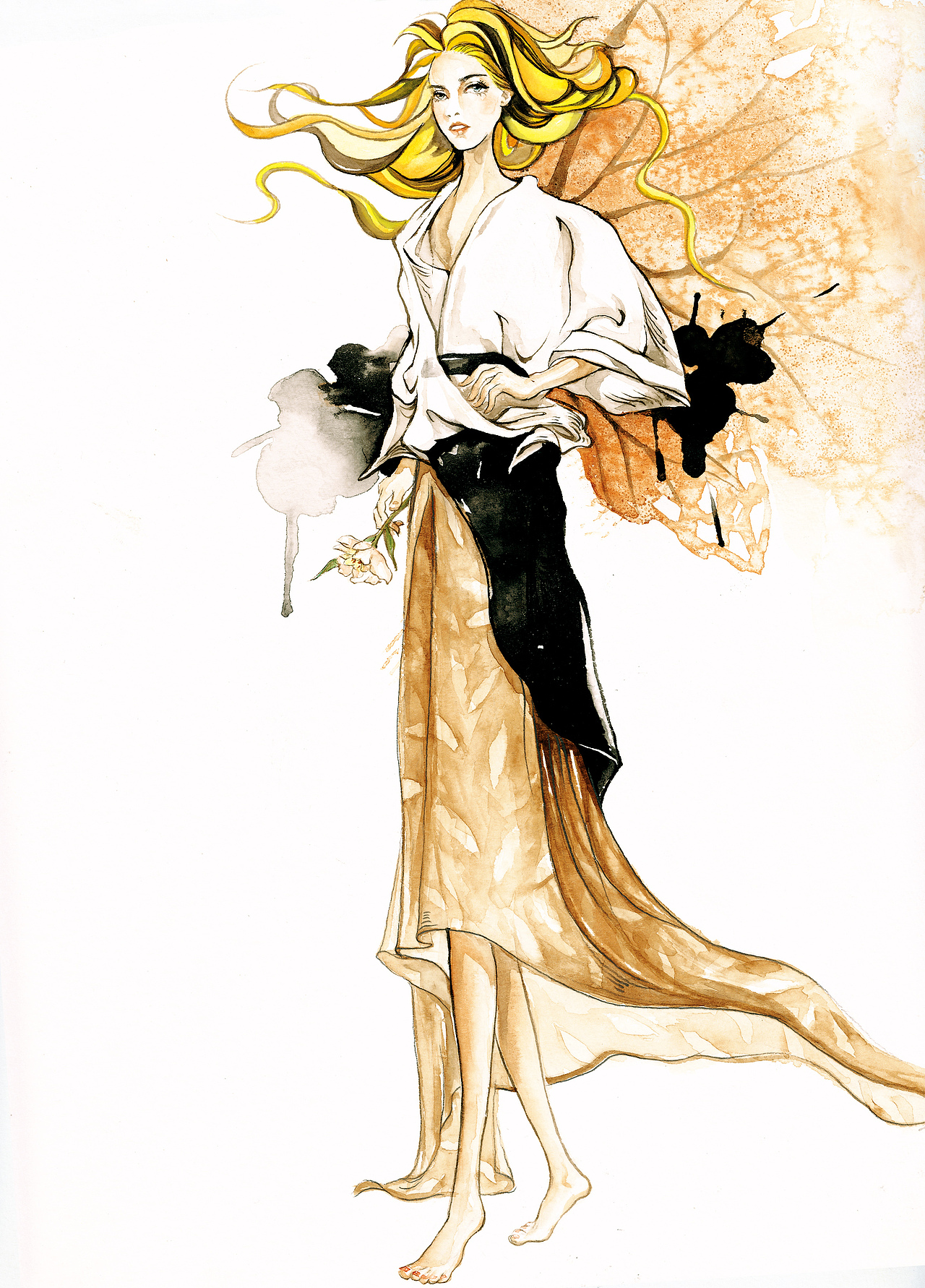 水彩服装效果图（图ZMjE3OTc5MjE2） - 艺术插画 - 站酷设计师玄蓦水彩画原创素材 - 站酷ZCOOL